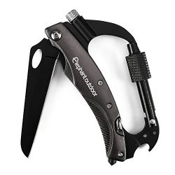 Multitool Knife – Updated Carabiner Keychain Camping Survival Gear Clip Includes Flashligh ...