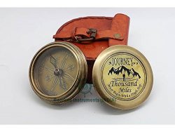 Solid Brass Compass W/Case “A Journey Of A Thousand Miles Must Begin With A Single Step”