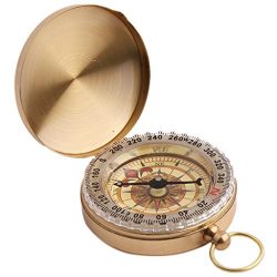 UNKE Vintage Retro Outdoor Camping Hiking Portable Brass Pocket Watch Camping Compass Navigation ...