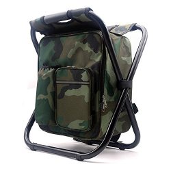 Zology Folding Camping Chair Stool Backpack with Cooler Insulated Picnic Bag, Hiking Camouflage  ...
