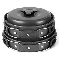 Camping Cookware Set, MaleDen Lightweight Compact Durable Outdoor Cooking Mess Kit Backpacking G ...