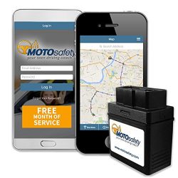 MOTOsafety MPAAS1P1 OBD GPS Vehicle Tracker Device with Phone App, Month of Service Included