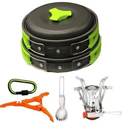 14 Pcs Camping Cookware Stove Carabiner Canister Stand Tripod Folding Spork Set Bisgear Outdoor  ...