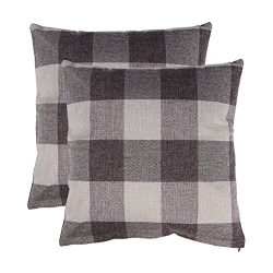 DR.NATURE Retro Farmhouse Tartan Checkers Plaid Cotton Linen Decorative Throw Pillow Case Cushio ...