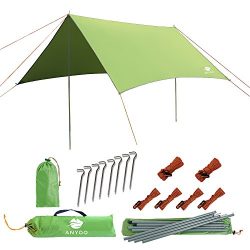 Anyoo Ripstop Rain Tarp Beach Tent Hammock Fly Sunshade 10×10 ft Lightweight Waterproof Shelter  ...