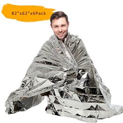 [6 Pack /12 Pack] 82″ X 62″ Extra Large Emergency Survival Space Mylar Blanket ̵ ...