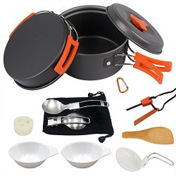 Camping Cookware Set Hiking backpacking Gear & Camping Cooking Utensils Outdoors Survival Ut ...