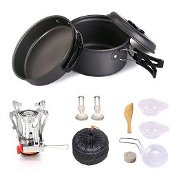 Camping Cookware Mess Kit , Camp Stove, Backpacking Gear & Hiking Outdoors Bag Cooking Equip ...