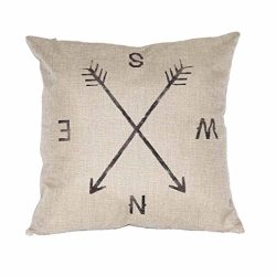 Clearance!!!Compass Linen Washable Pillow Case Cushion Cover Home Decor 18″ x 18″ (W ...