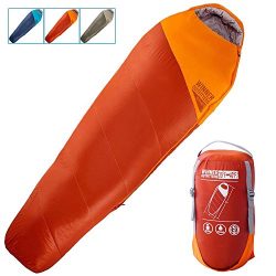 WINNER OUTFITTERS Mummy Sleeping Bag with Compression Sack, It’s Portable and Lightweight  ...