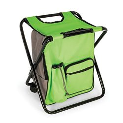 Camco Folding Camping Stool Backpack Cooler Trio- Camping/Hiking Bag with Waterproof Insulated C ...