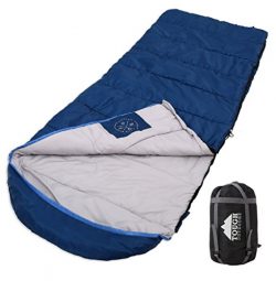 All Season XL Hooded Sleeping Bag with Compression Sack – Perfect for Camping, Backpacking ...