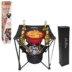 Camerons Tailgating Table- Collapsible Folding Camping Table with Insulated Cooler, Food Basket  ...