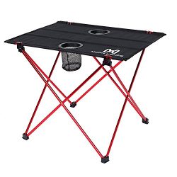 Moon Lence Ultralight Folding Camping Picnic Roll Up Table with Carrying Bag (new red)