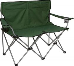 Trademark Innovations Loveseat Style Double Camp Chair with Steel Frame, 31.5″, Army Green