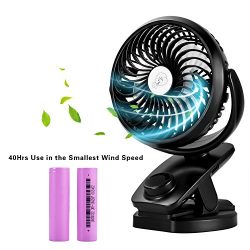 AIVANT Mini Stroller Fan Desk Fan, Rechargeable Personal Fans Battery-Powered/USB Clip on Fan fo ...