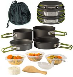 Camping Cookware Pot & Pan Set Mess Kit Backpacking Outdoor Cooking Bowl, Made Of Lightweigh ...