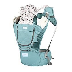 Baby Carrier Backpack for Infant Kids Toddlers with Hoodie Silicone Hip Seat for Women Men