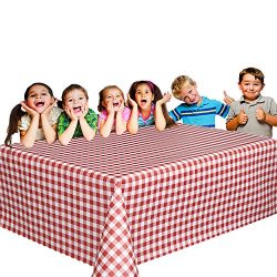 6 Christmas Party Vinyl Tablecloths – Red and White Checked Picnic Camping Party Supply Ta ...