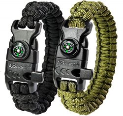 A2S Paracord Bracelet K2-Peak – Survival Gear Kit with Embedded Compass, Fire Starter, Eme ...