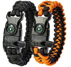 A2S Protection Paracord Bracelet K2-Peak – Survival Gear Kit with Embedded Compass, Fire Starter ...