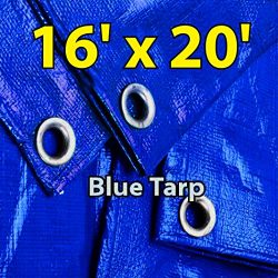 16’x20′ Blue Multi-purpose 6ml Waterproof Poly Tarp Cover with Tent Shelter Camping  ...