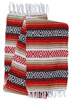 El Paso Designs Genuine Mexican Falsa Blanket – Yoga Studio Blanket, Colorful, Soft Woven  ...