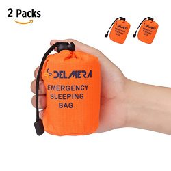 Delmera Emergency Survival Sleeping Bag, Lightweight Waterproof Thermal Emergency Blanket, Bivy  ...