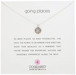 Dogeared Going Places Compass Disc Sterling Silver Chain Necklace, 18″