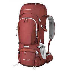 Mountaintop 60L Internal Frame Backpack Hiking Backpacking Packs with Rain Cover YKK zipper buck ...