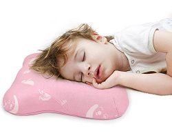 Restcloud Toddler Pillow with Naturally Antimicrobial Pillowcase, Double Contours for Kids Age 2 ...