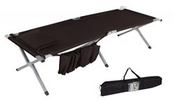 Trademark Innovations 75″ Portable Folding Camping Bed & Cot with Pillow & Side St ...