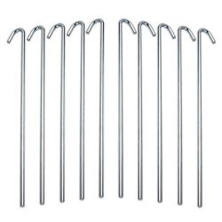 10-Piece Galvanized Steel Tent Pegs – Garden Stakes