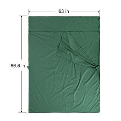 VINQLIQ 2 Person Lightweight 100% Soft Cotton Sleeping Bag Liner, Double Travel Sheet , Warm Roo ...