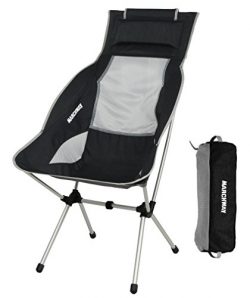 MARCHWAY Lightweight Folding High Back Camping Chair with Headrest, Portable Compact for Outdoor ...