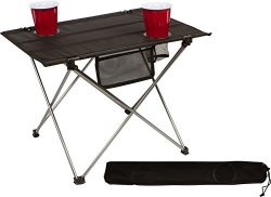 22″ Portable, Foldable Roll -up Lightweight Camping, Hiking Table with Mesh Cup Holders &a ...