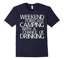 Mens Weekend Forecast Camping With A Chance Of Drinking T-Shirt Medium Navy