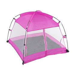 18 Inch Doll Accessories | Amazing Pink Dining Canopy Camping Tent, includes Matching Carry Case ...