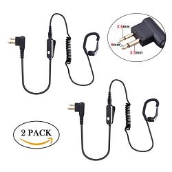 BONMIXC Walkie Talkie Headset, 2.5mm/3.5mm 2-Pin Walkie Talkie Earpiece with PTT Mic, Compatible ...