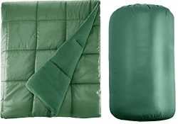 Waterproof Quilted Down Alternative Outdoor Throw Blanket 50″ x 60″ Packable With Tr ...