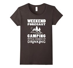 Women’s Weekend Forecast Camping With A Chance Of Drinking T-Shirt  Medium Asphalt