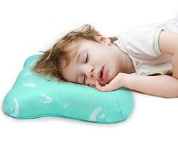 Restcloud Toddler Pillow with Naturally Antimicrobial Pillowcase, Double Contours for Kids Age 2 ...