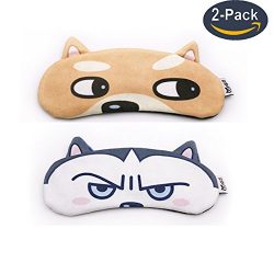 [2 PACK] MicroBird Dog Cute Sleep Eye Mask with gel pad, Hot & Cold Therapy for Insomnia Puf ...