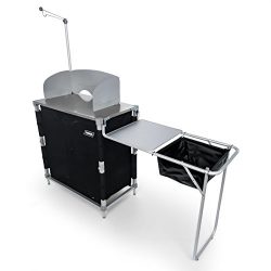 Camco 51097 Deluxe Camping Kitchen/Grill Table with Integrated Lantern Holder, Stainless Steel T ...