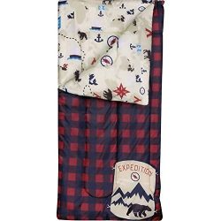 Ozark-Trail Kids Sleeping Bag Camping Indoor Outoor Traveling (Raccoon / Bear) (Blue, Red)