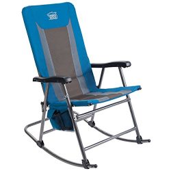 Timber Ridge Rocking Chair Folding Padded Patio Lawn Reclining Camping with Armrest, Side Storag ...