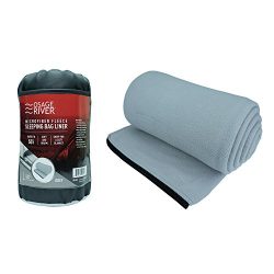 Osage River Gear Microfiber Fleece Zippered Sleeping Bag Liner with Carry Storage Bag (Grey Flee ...