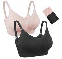 iLoveSIA Women’s Sleeping Bra Lounging Casual Bralette Black+Pink Size L