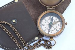 NEOVIVID Engravable Compass, Pocket Compass, Brass Compass with Leather Carry Case, Boy Scouts C ...