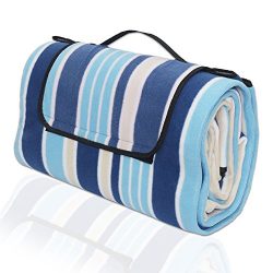 Waterproof Picnic Blanket Large Outdoor Beach Mat Tote, Oversized 79”x79” Foldable Sand Resistan ...